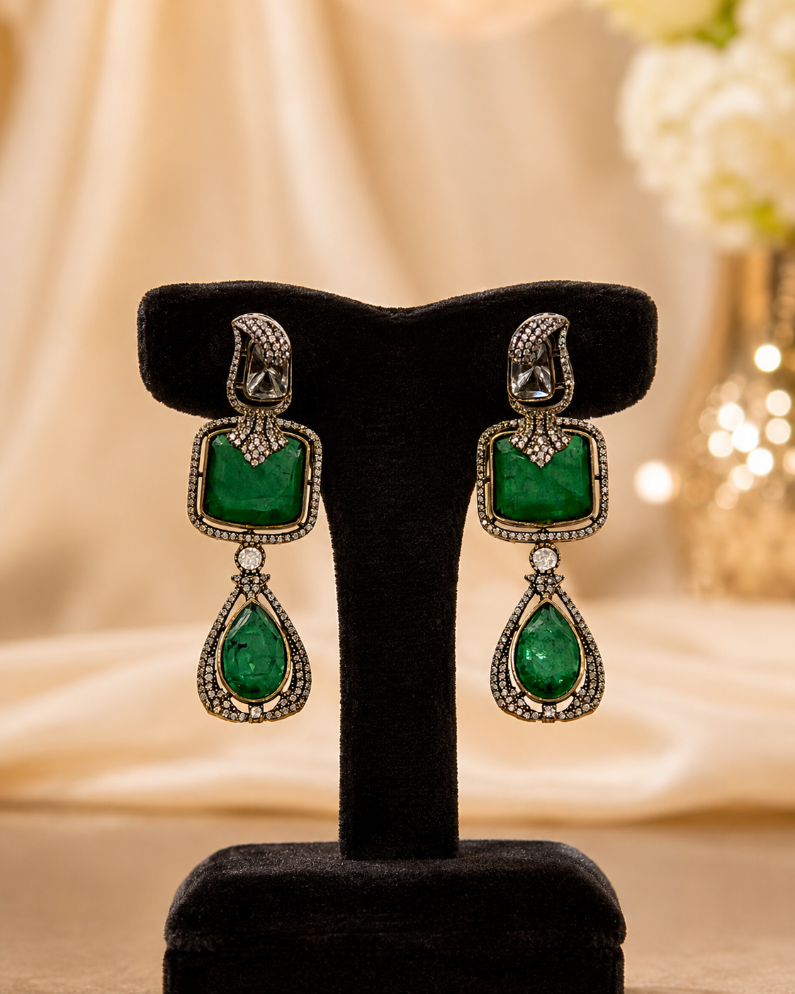 Emerald Grace Drop Earrings(E-14) - Image 4