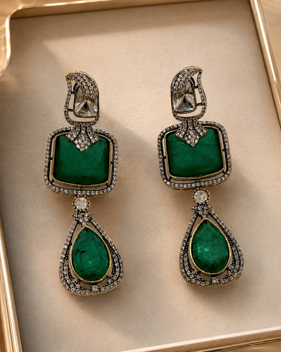 Emerald Grace Drop Earrings(E-14) - Image 5