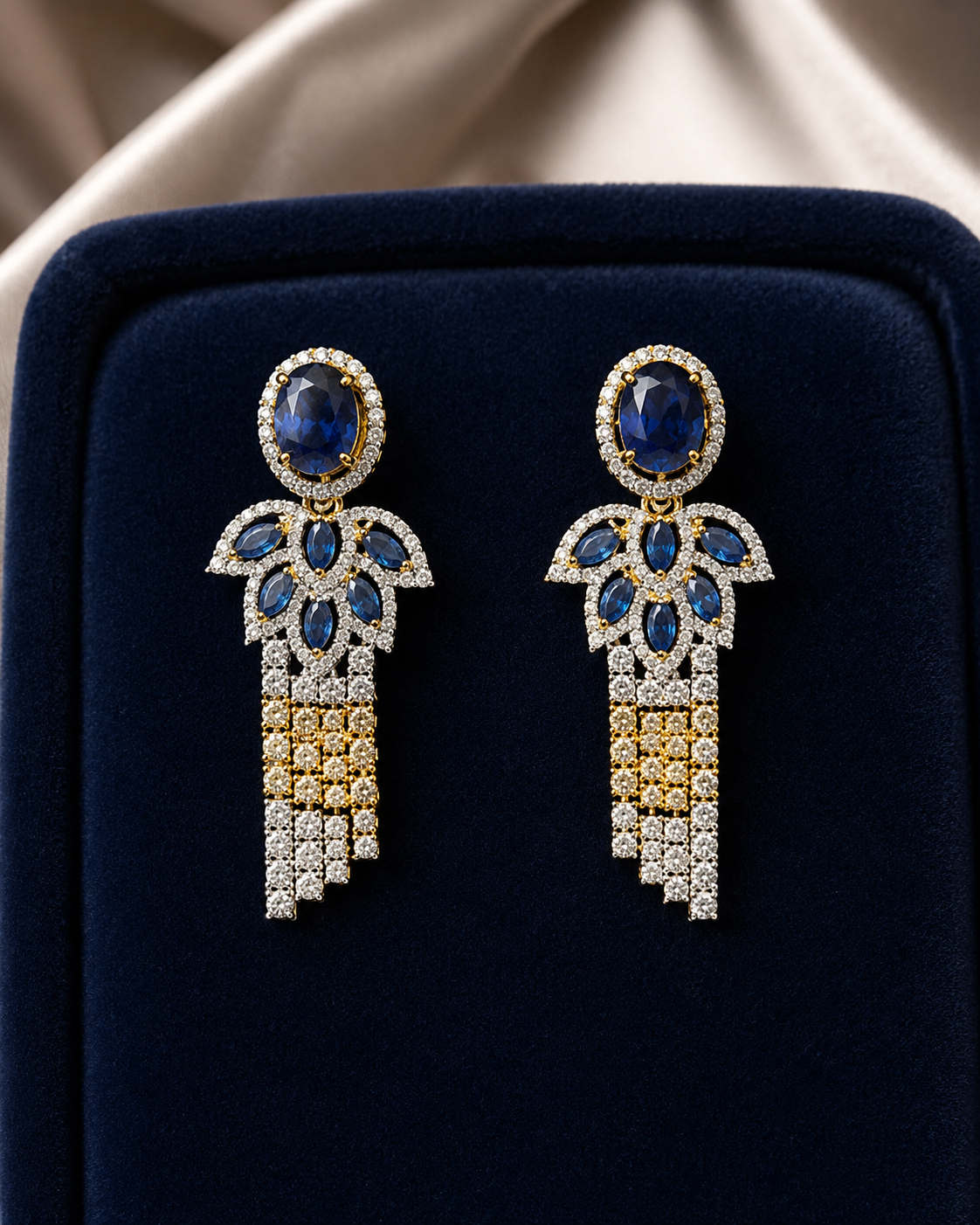 Royal Blue American Diamond Necklace Set(J-64) - Image 4