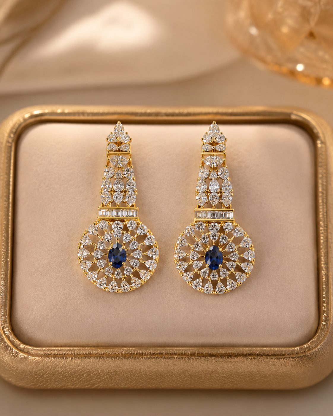Blue Stone American Diamond Necklace Set(J-65) - Image 4