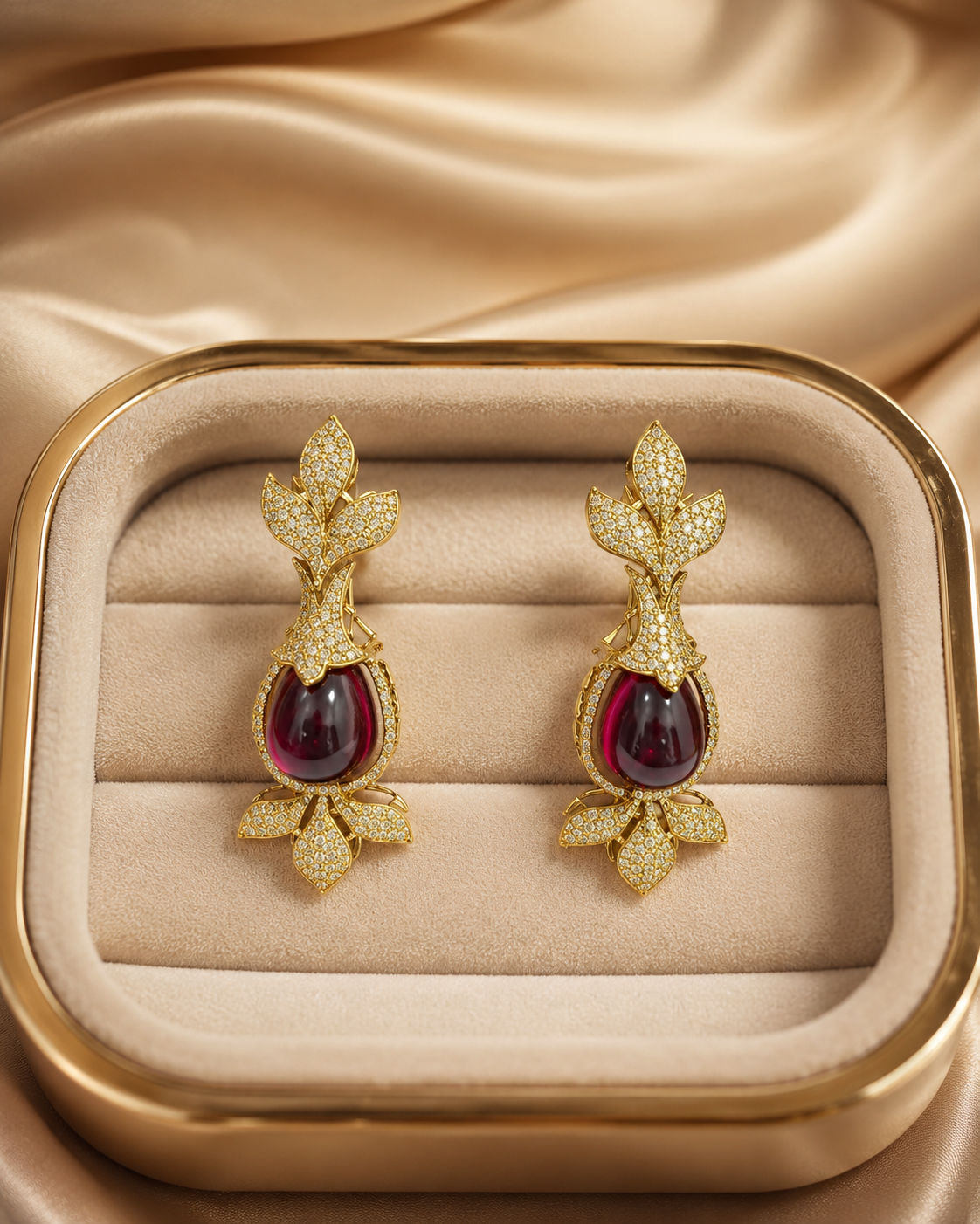 Leaf Motif Statement Necklace Set with Matching Earrings (J-67) - Image 5
