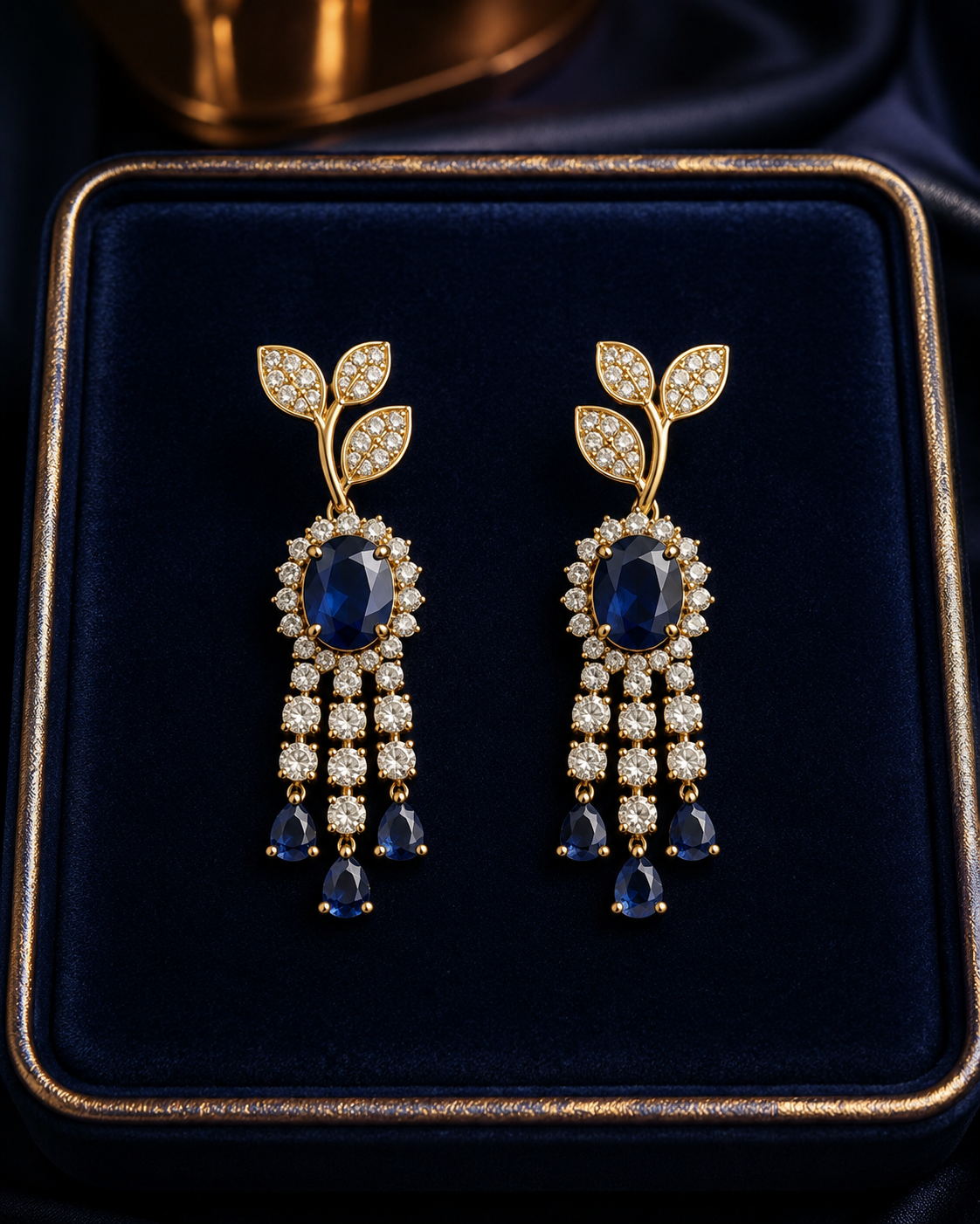 Midnight Blue Stone Designer Necklace Set(J-58) - Image 5