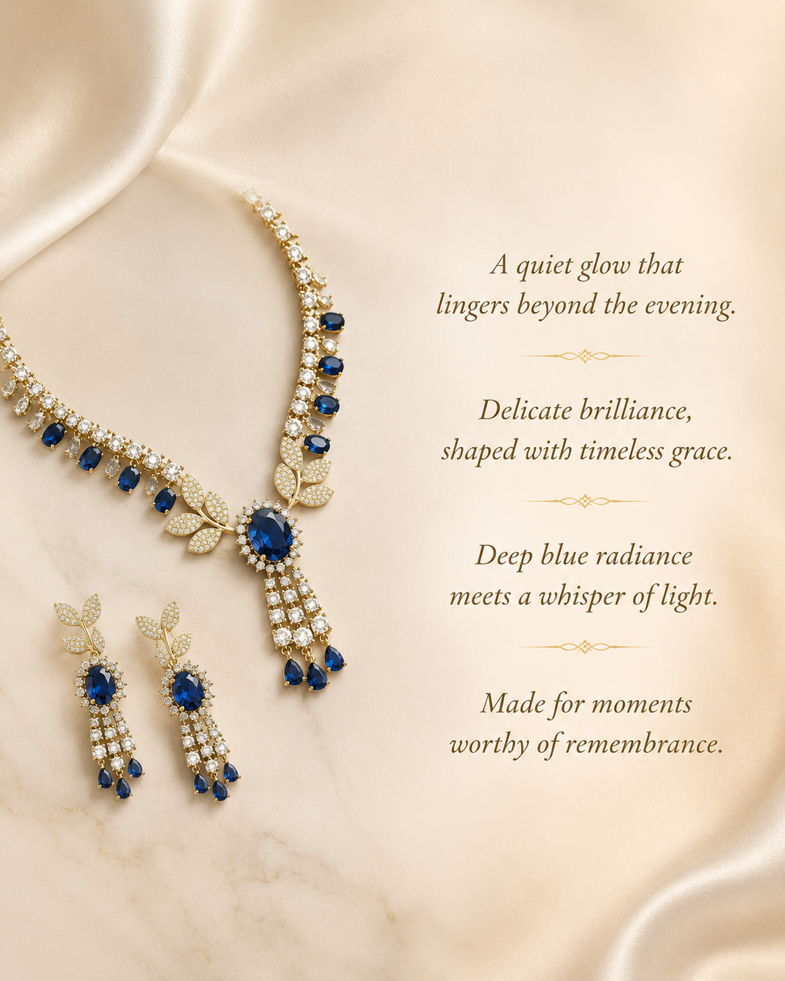Midnight Blue Stone Designer Necklace Set(J-58) - Image 6